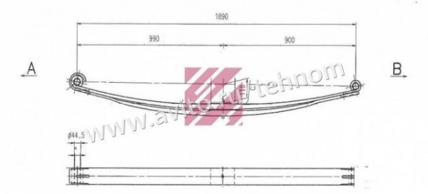 Рессора Вольво о.н. 257857 втулки М36x3 (M1037600)