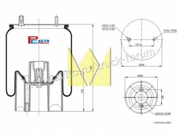 Пневмоподушка подвески ROR / рор Fruehauf / Фрюхау