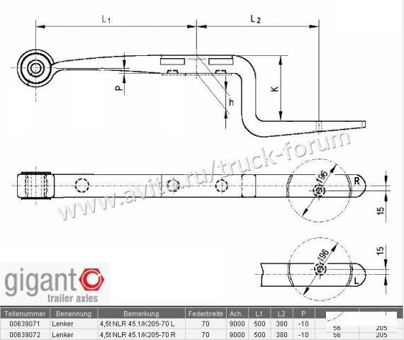 Полурессора gigant NLR45.1/K205-70R
